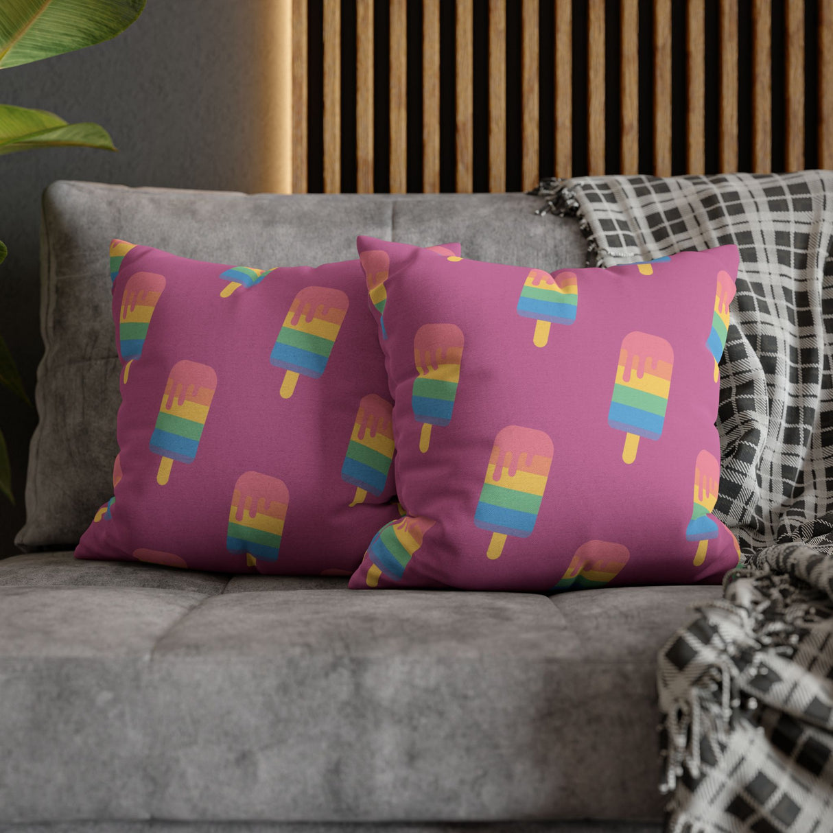Melting Point Colorful Popsicle Square Pillowcase for Summer Vibes