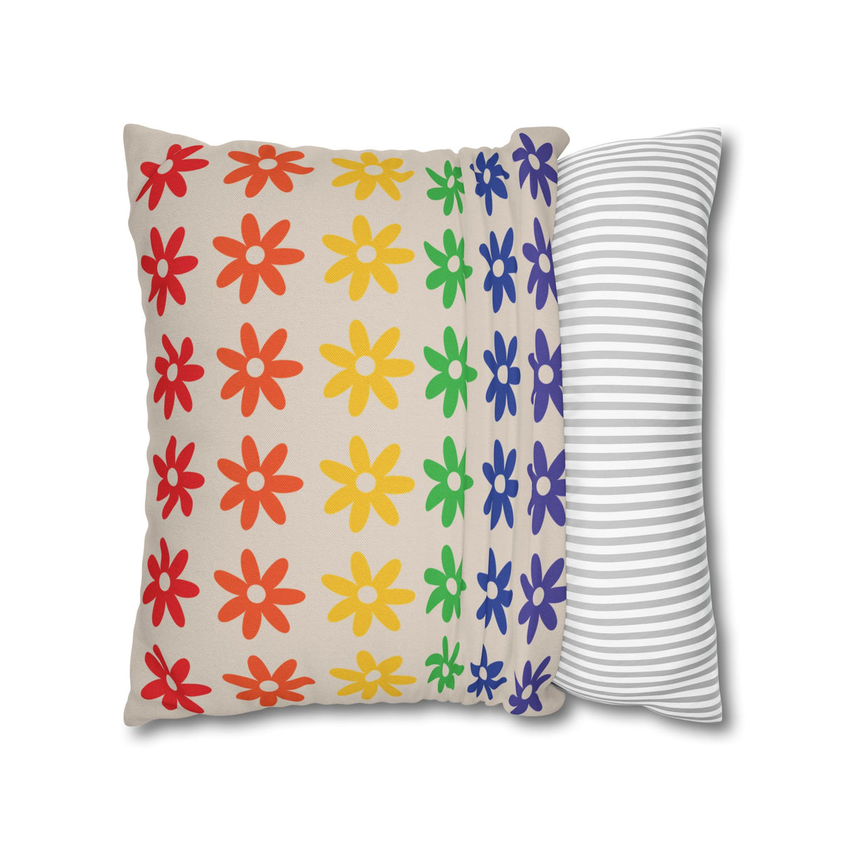 Floral Rainbow Pillow Cover – Soft, Queer, and Cozy