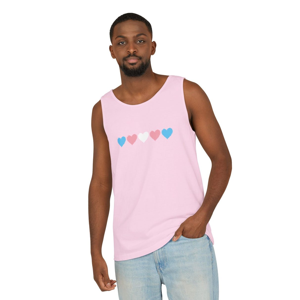 Trans Rainbow Brushstrokes Heavyweight Tank – Washed Feel, Worn With Pride