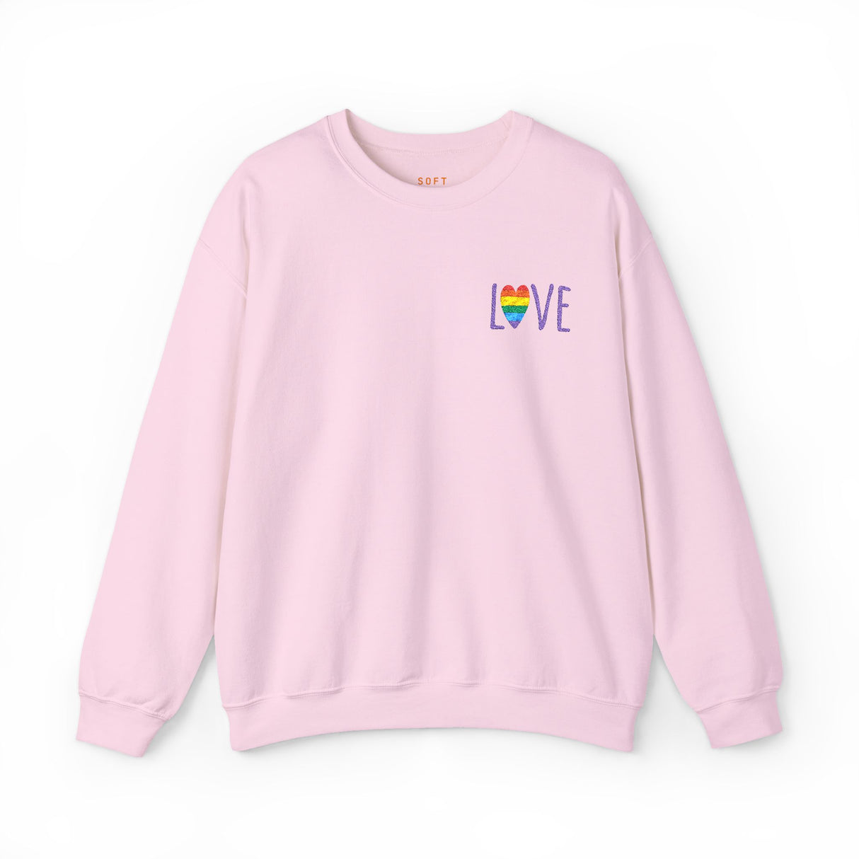 LOVE Rainbow Heart Embroidered Crewneck Sweatshirt