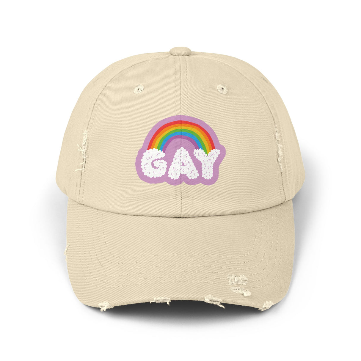 Gay Rainbow Cloud Hat – Weathered Look, Fresh Message