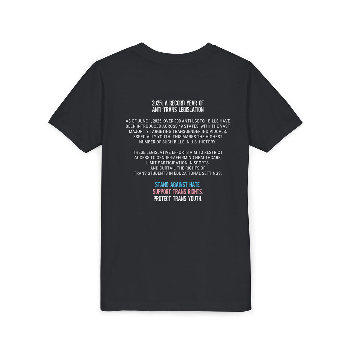 2025 Protect Trans Youth Lightweight Tee – Youth Sizing – Soft Fit, Urgent Message
