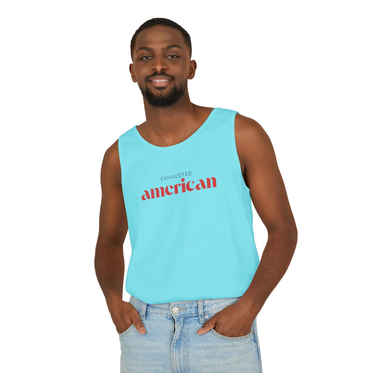 Exhausted American Unisex Tank Top - Casual Summer Wear