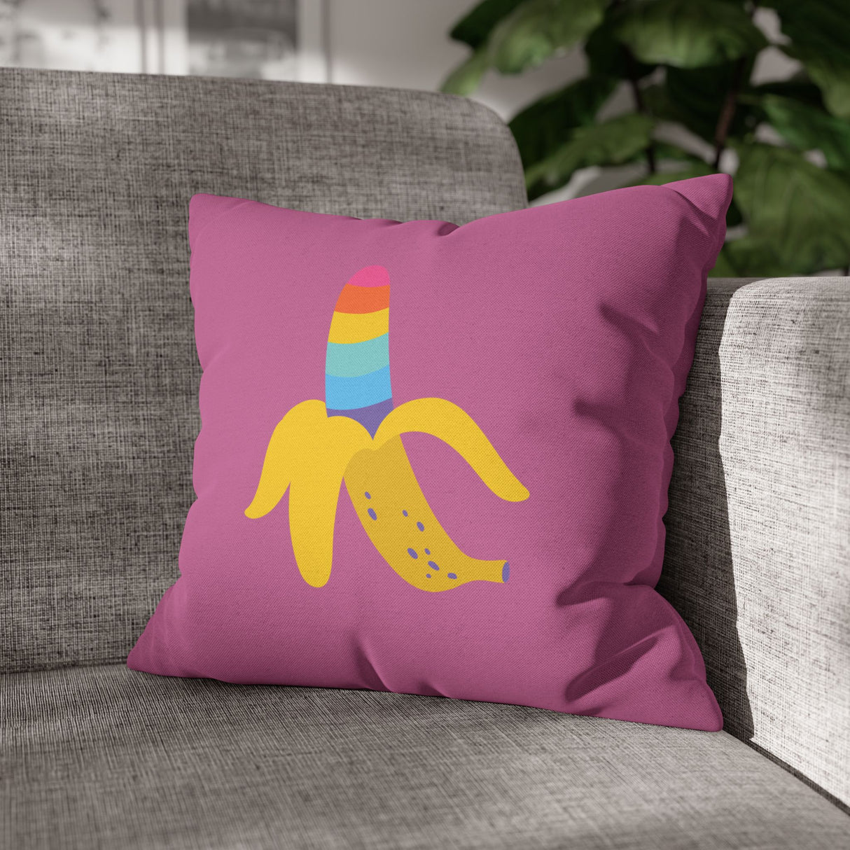 Banana Rainbow Pillow Cover