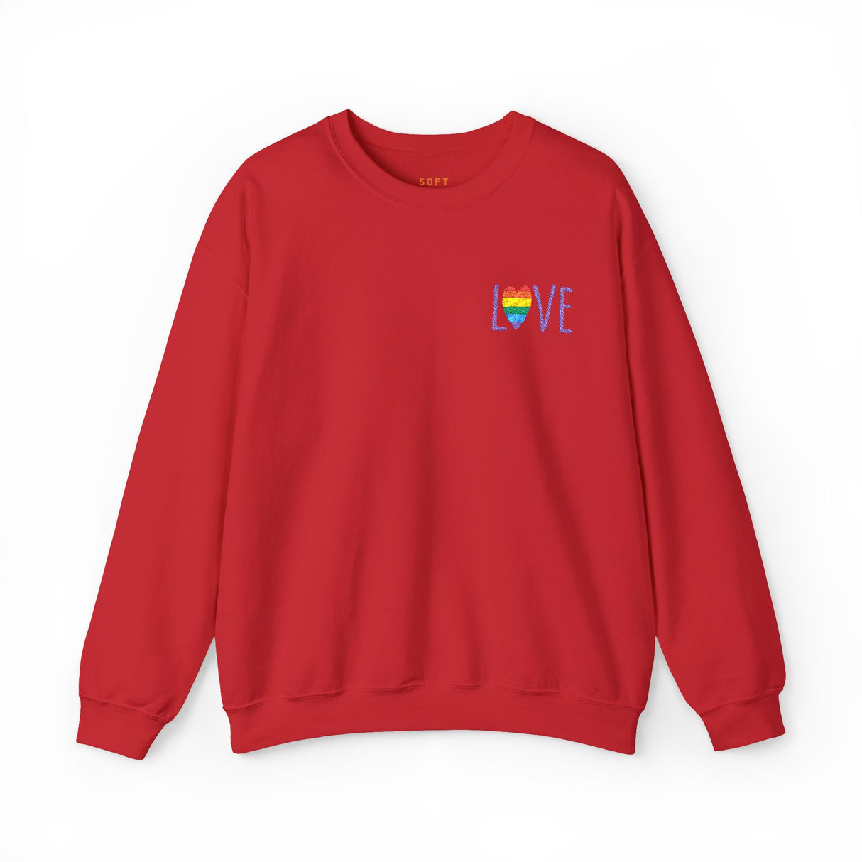 LOVE Rainbow Heart Embroidered Crewneck Sweatshirt