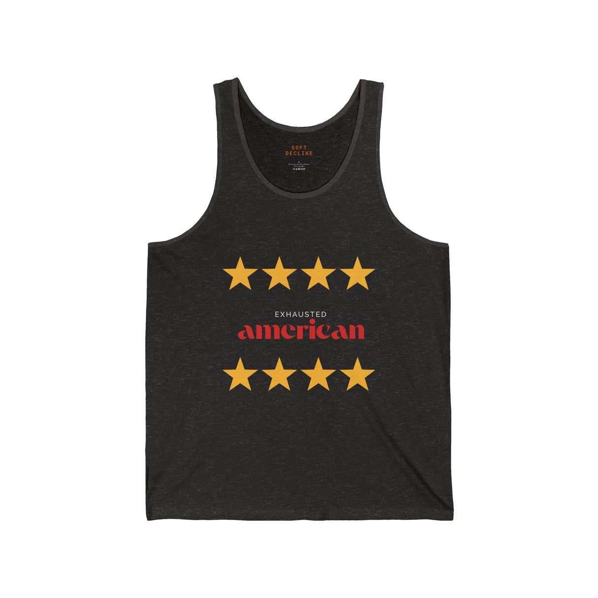 Exhausted American Unisex Jersey Tank - Summer Style, Casual Wear, Independence Day, Gift for Patriots, Fun Tank Top