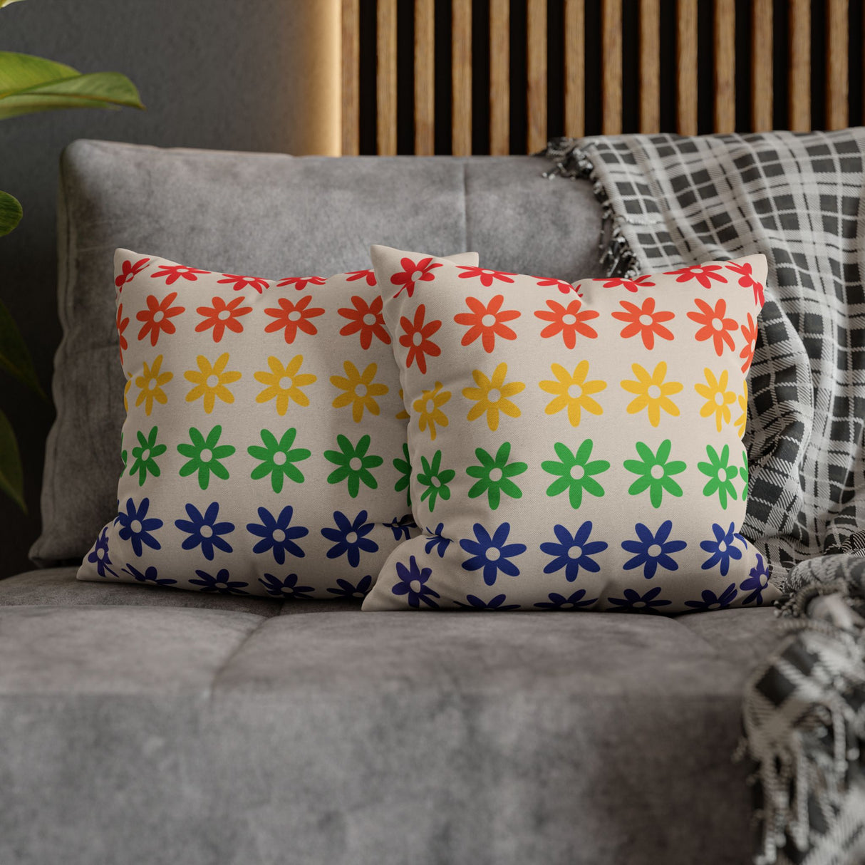 Floral Rainbow Pillow Cover – Soft, Queer, and Cozy