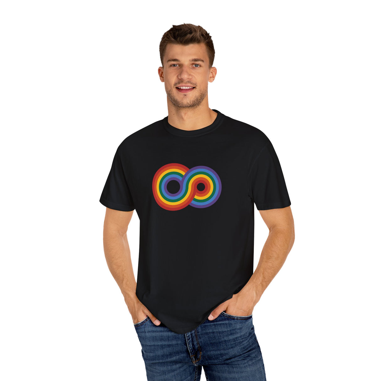 Gayfinity Rainbow Heavyweight Tee – Washed Look, Limitless Pride