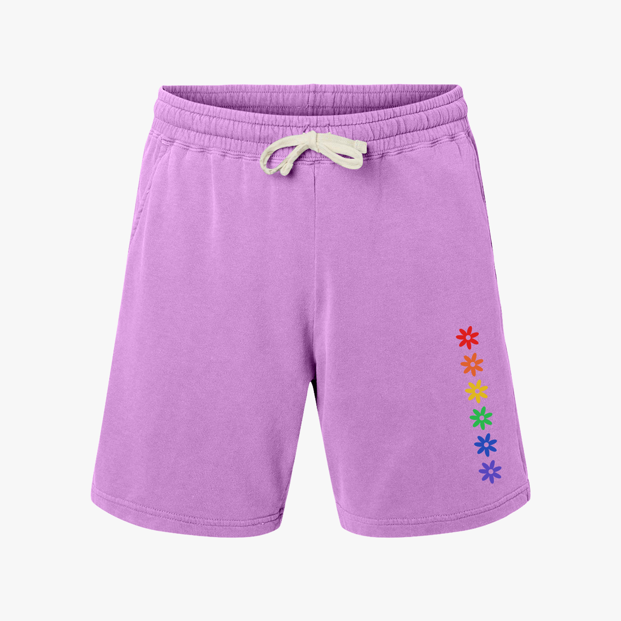 Rainbow Flowers Sweat Shorts – Comfort, but Make It Bloom