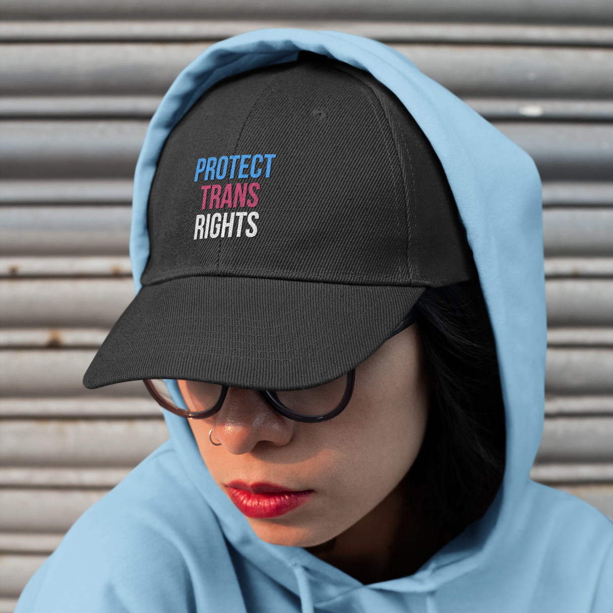 Protect Trans Rights 2025 Trucker Hat – Mesh Back, Solid Message