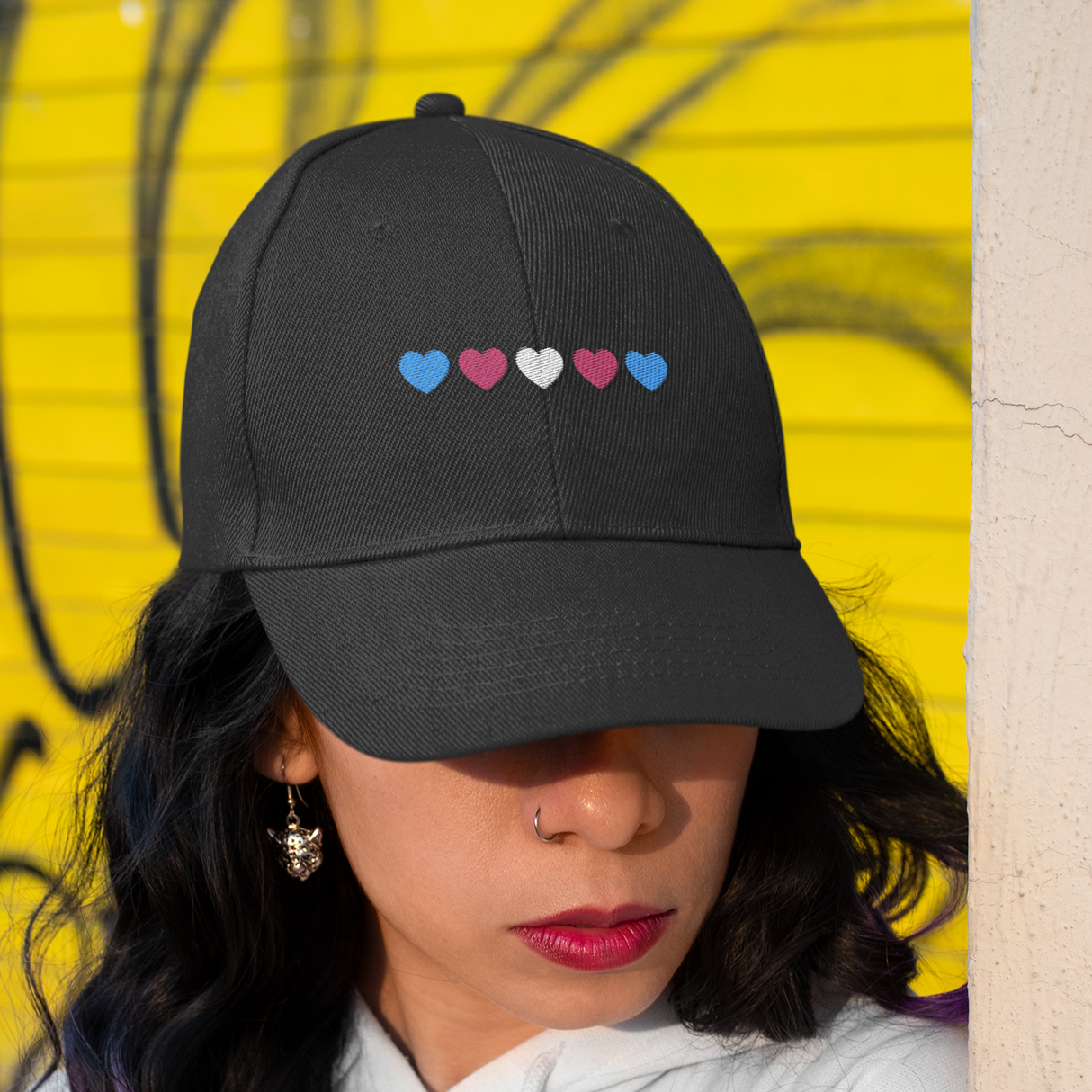 Trans Rainbow Distressed Dad Hat – Soft Fade, Strong Signal