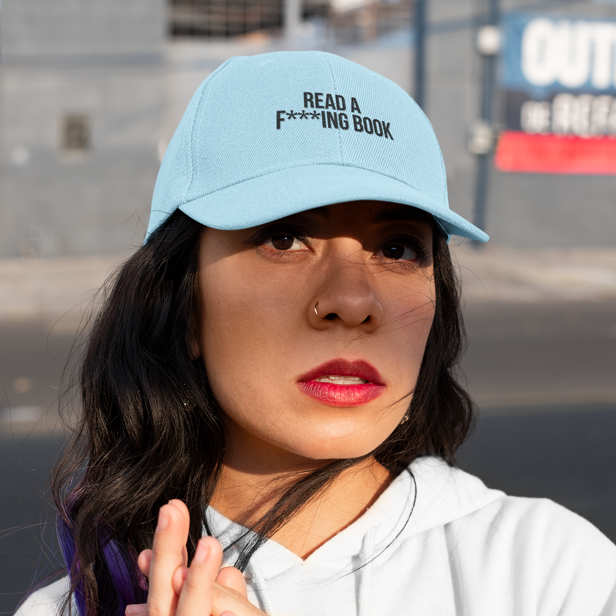 Read a F***ing Book Denim Dad Hat – Casual Look, Critical Message