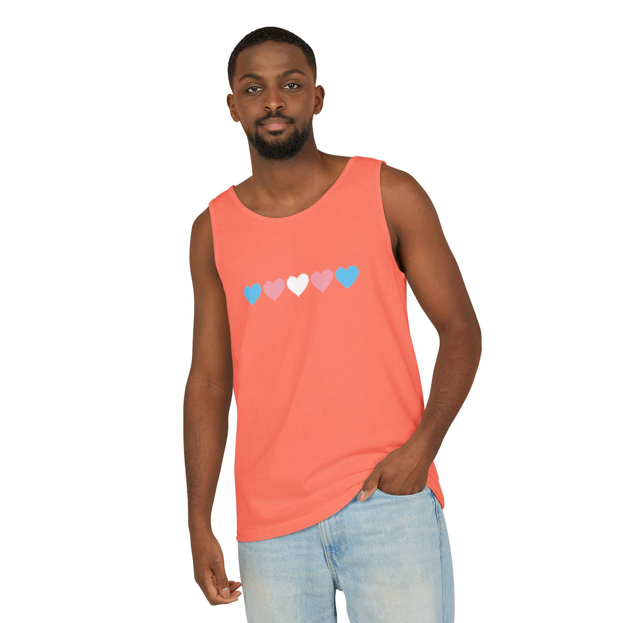 Trans Rainbow Brushstrokes Heavyweight Tank – Washed Feel, Worn With Pride