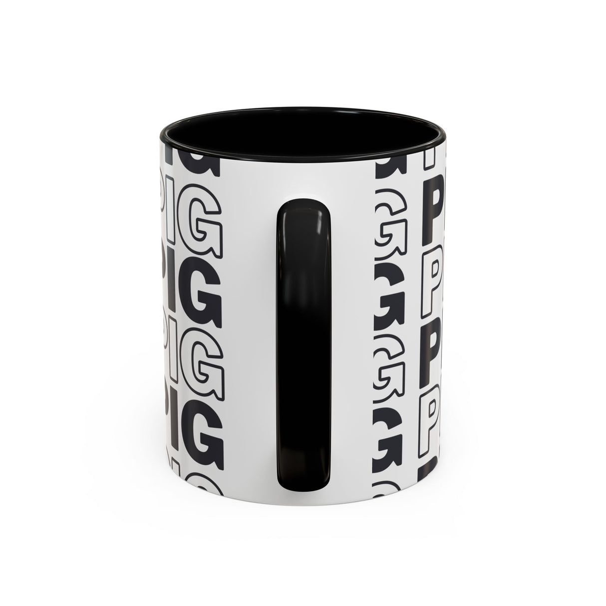 Pig Pattern Accent Coffee Mug - Black Handle, 11oz & 15oz Options