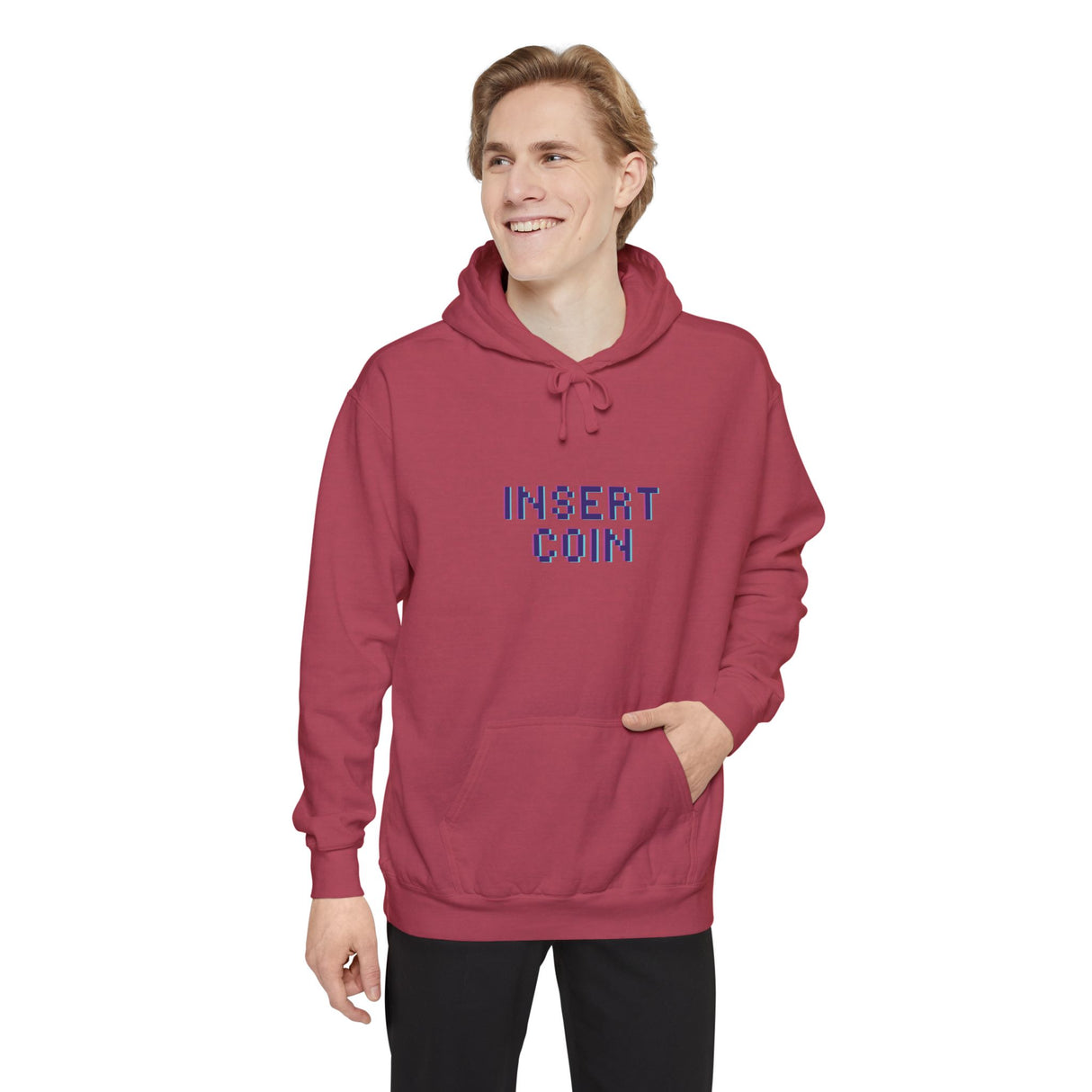 Insert Coin Unisex Garment-Dyed Hoodie - Casual Comfort for Everyday Wear