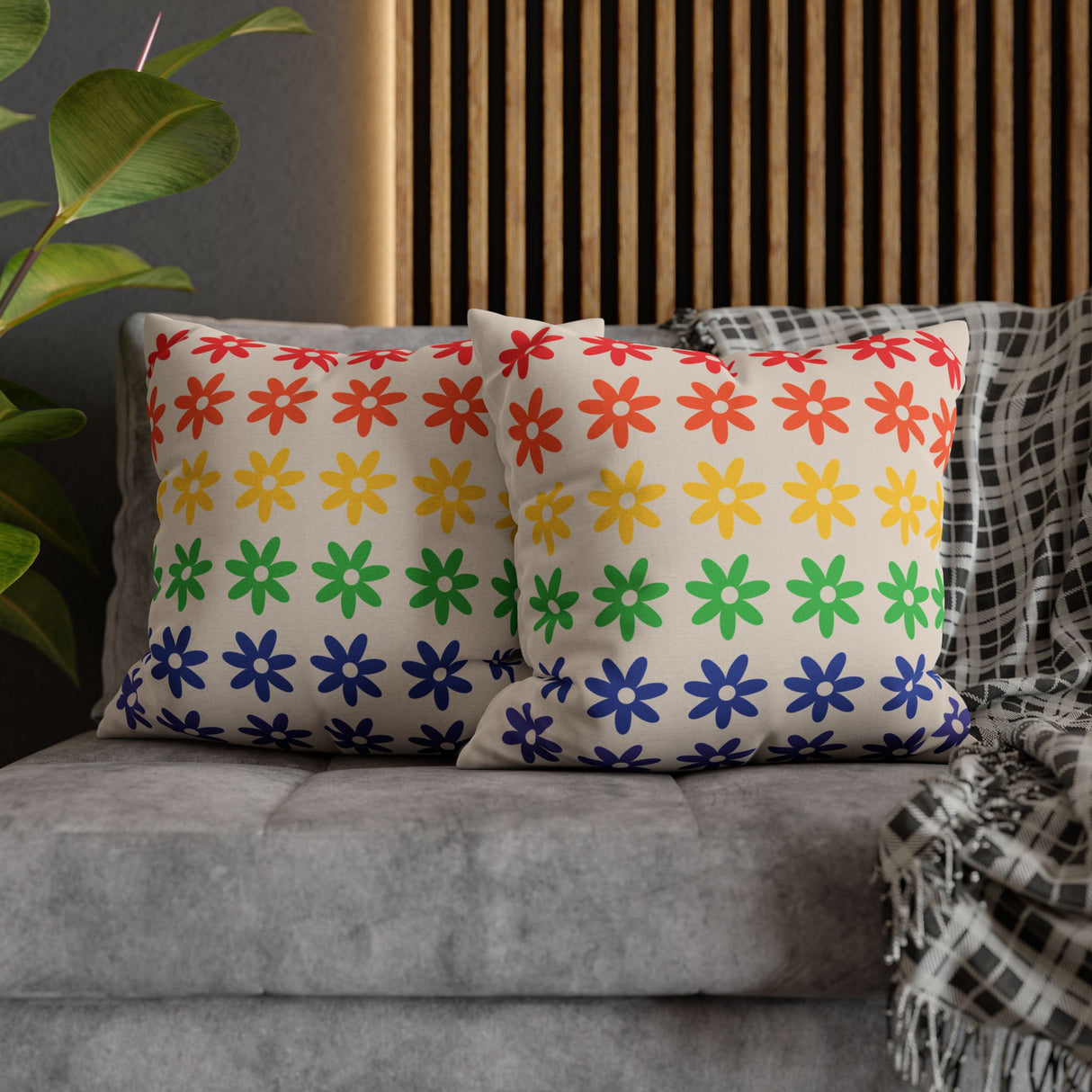 Floral Rainbow Pillow Cover – Soft, Queer, and Cozy