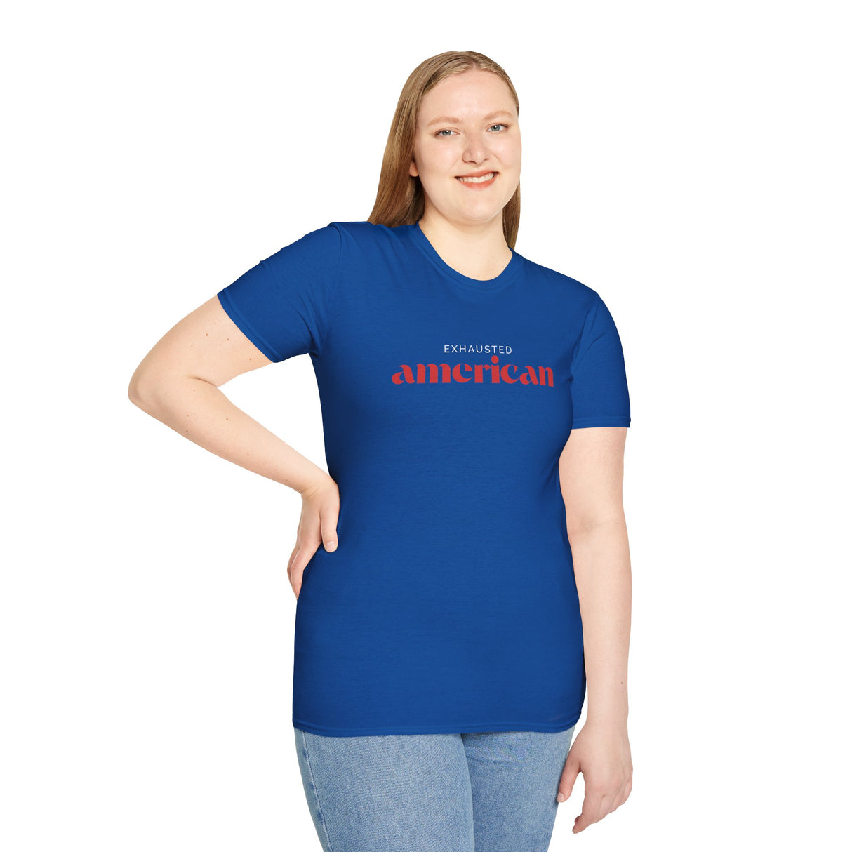 Exhausted American Unisex Softstyle T-Shirt - Casual Comfort Tee for Everyday Wear