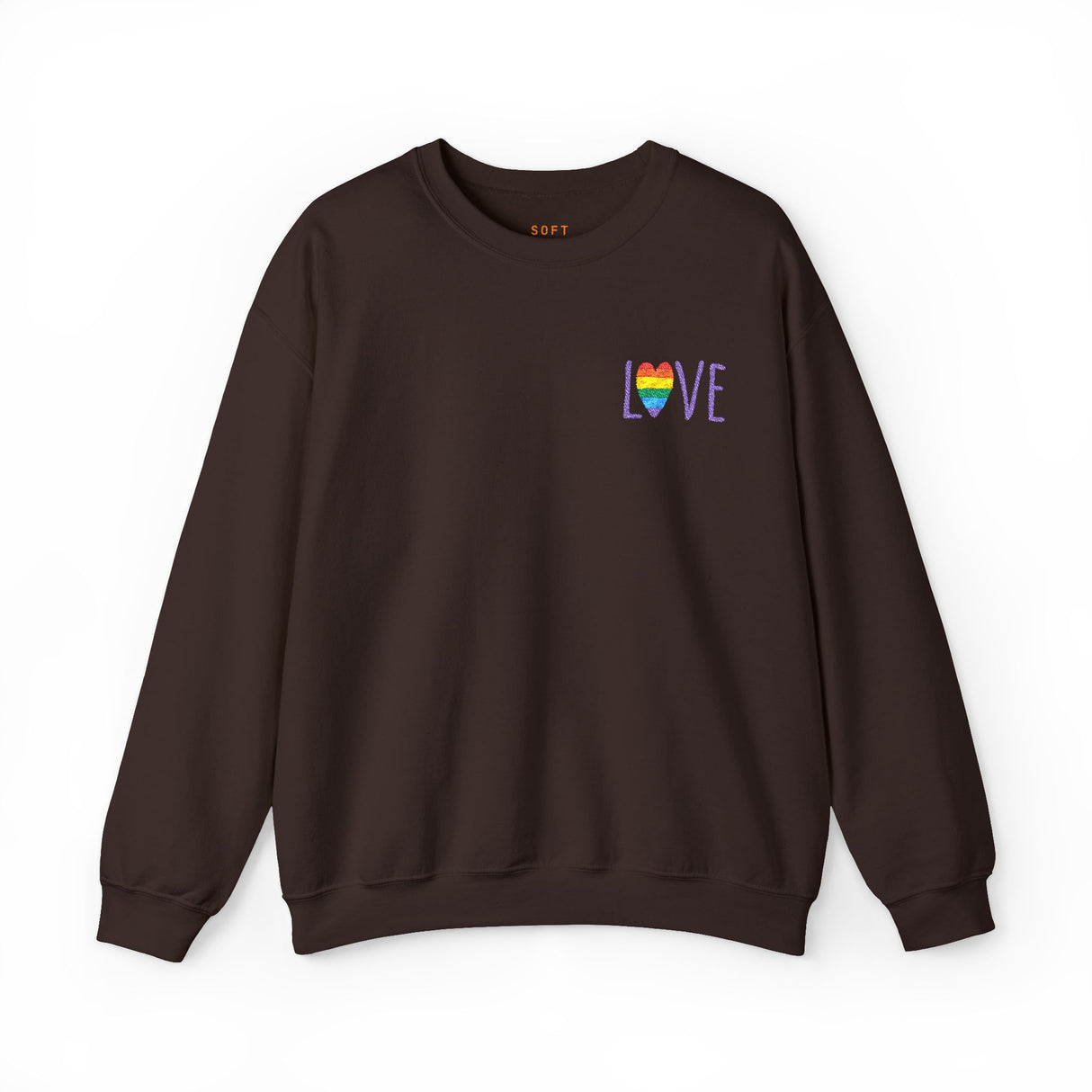 LOVE Rainbow Heart Embroidered Crewneck Sweatshirt