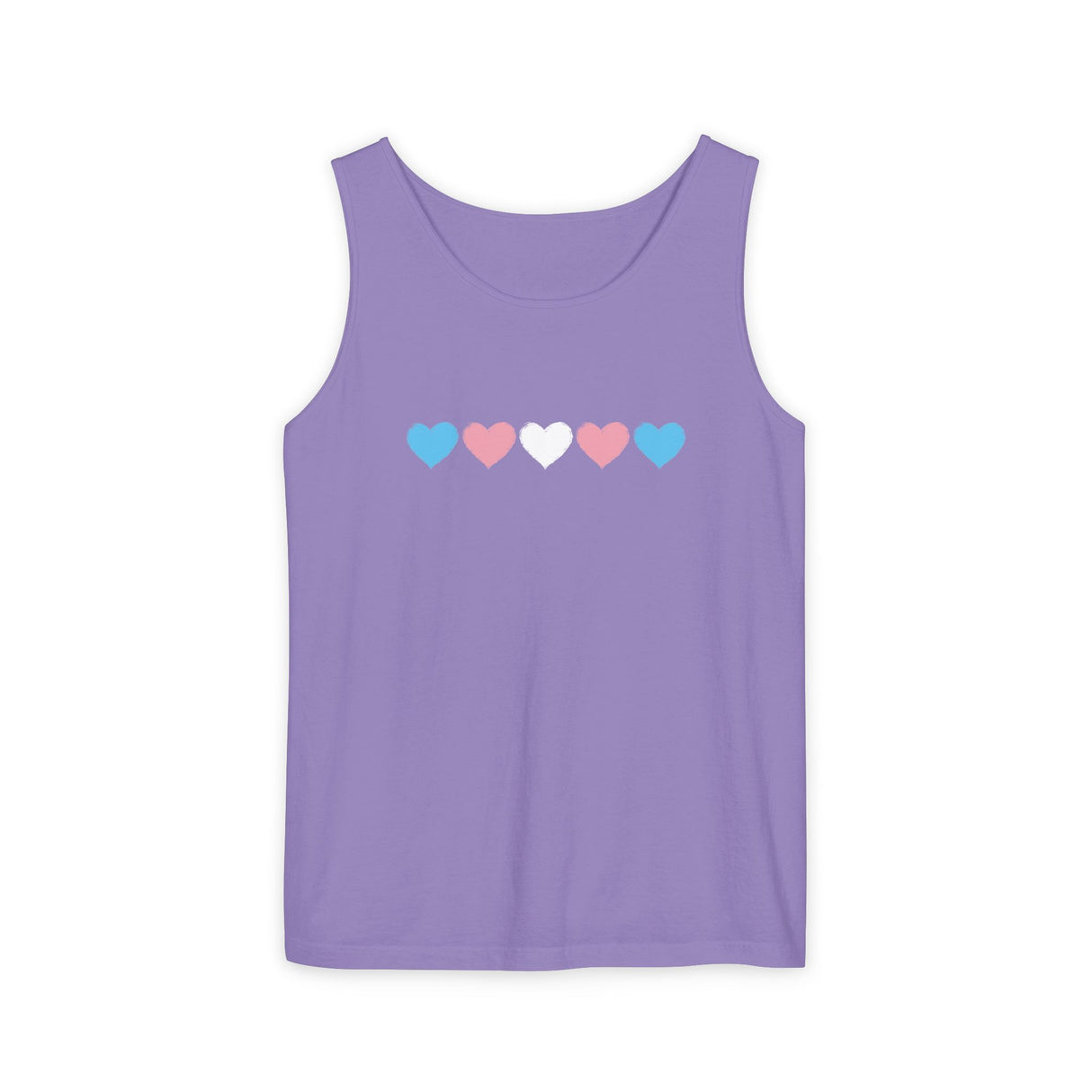 Trans Rainbow Brushstrokes Heavyweight Tank – Washed Feel, Worn With Pride