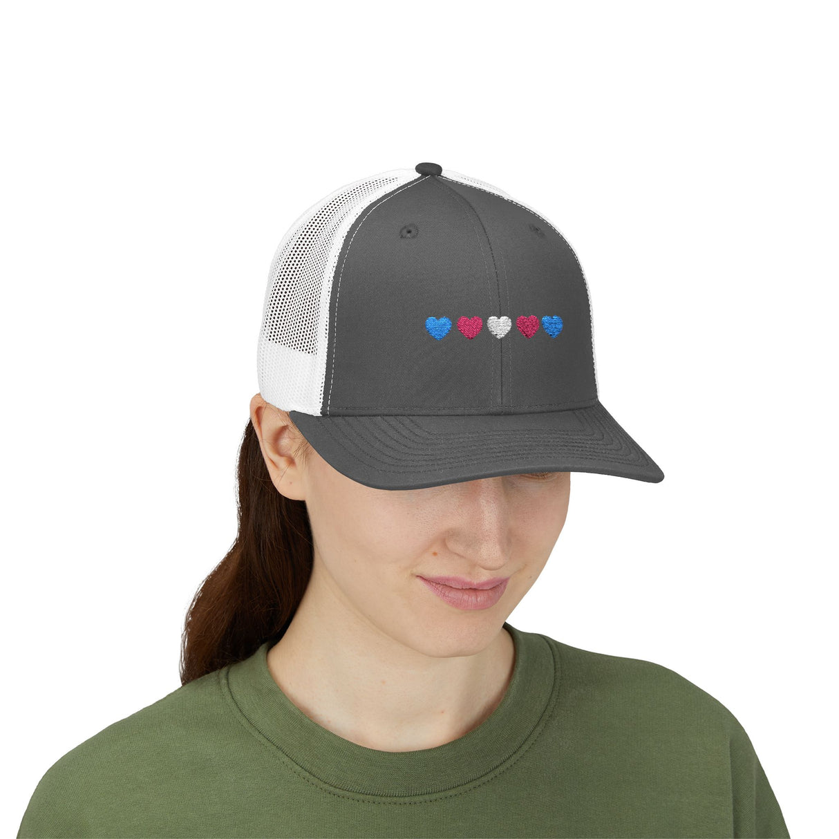 Trans Heart Trucker Cap – Mesh Back, Full Pride