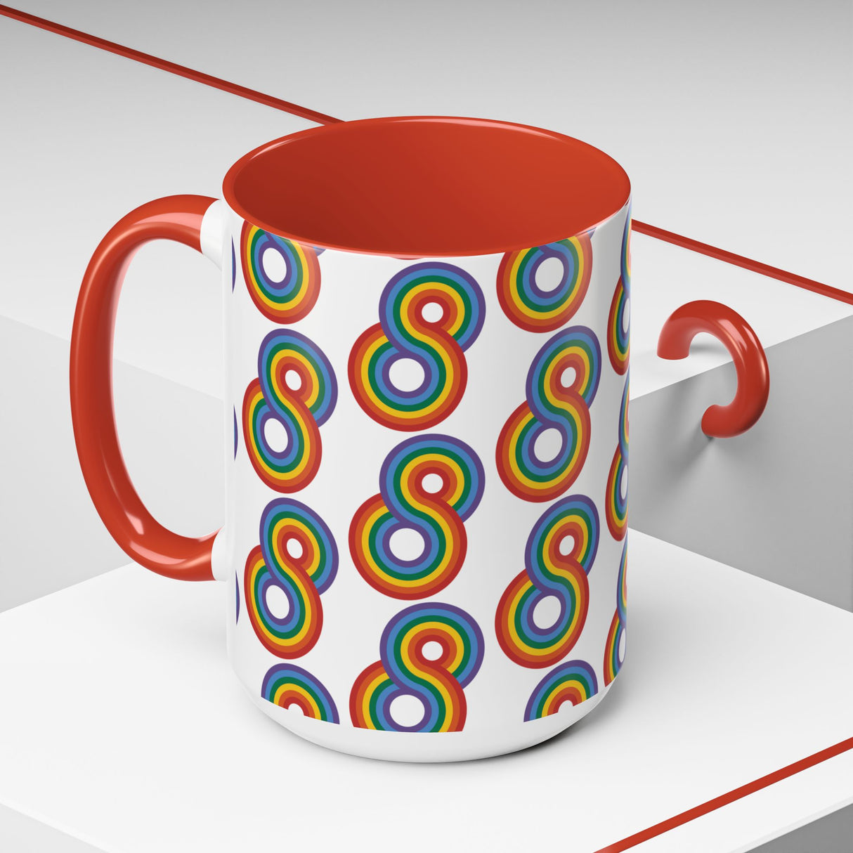 Gayfinity Rainbow Accent Mug – Infinite Pride, One Sip at a Time – 11oz & 15oz Options