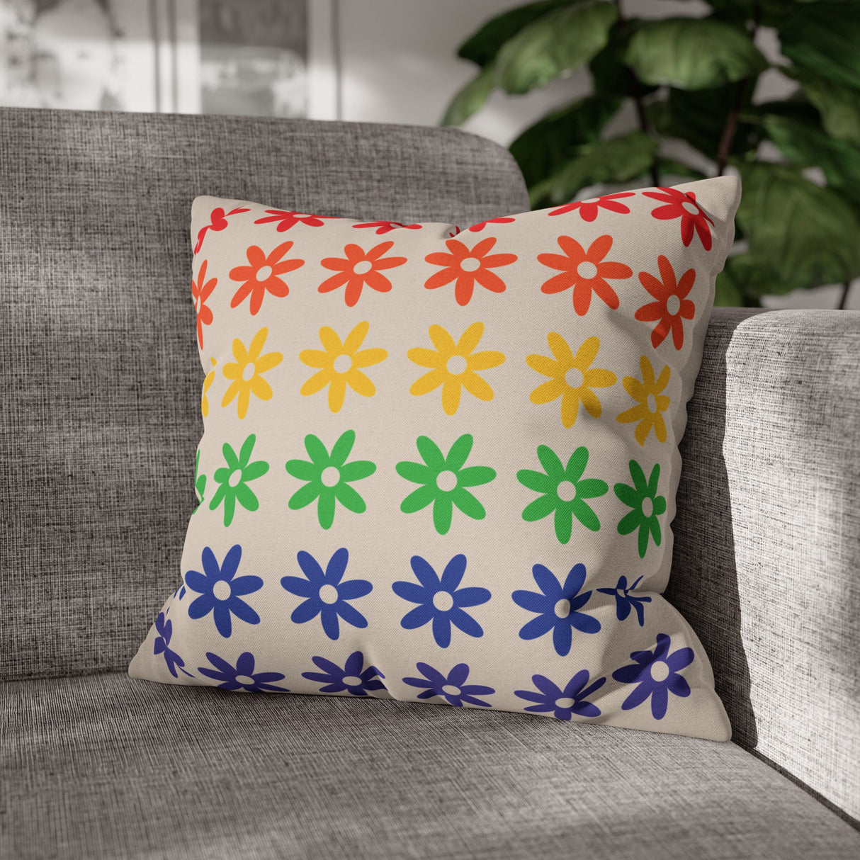 Floral Rainbow Pillow Cover – Soft, Queer, and Cozy