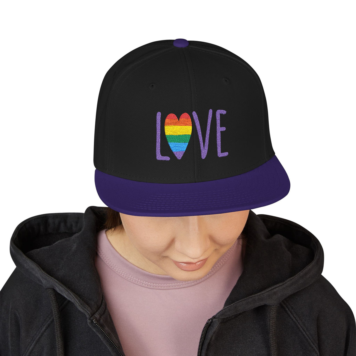 LOVE Rainbow Embroidered Snapback Hat