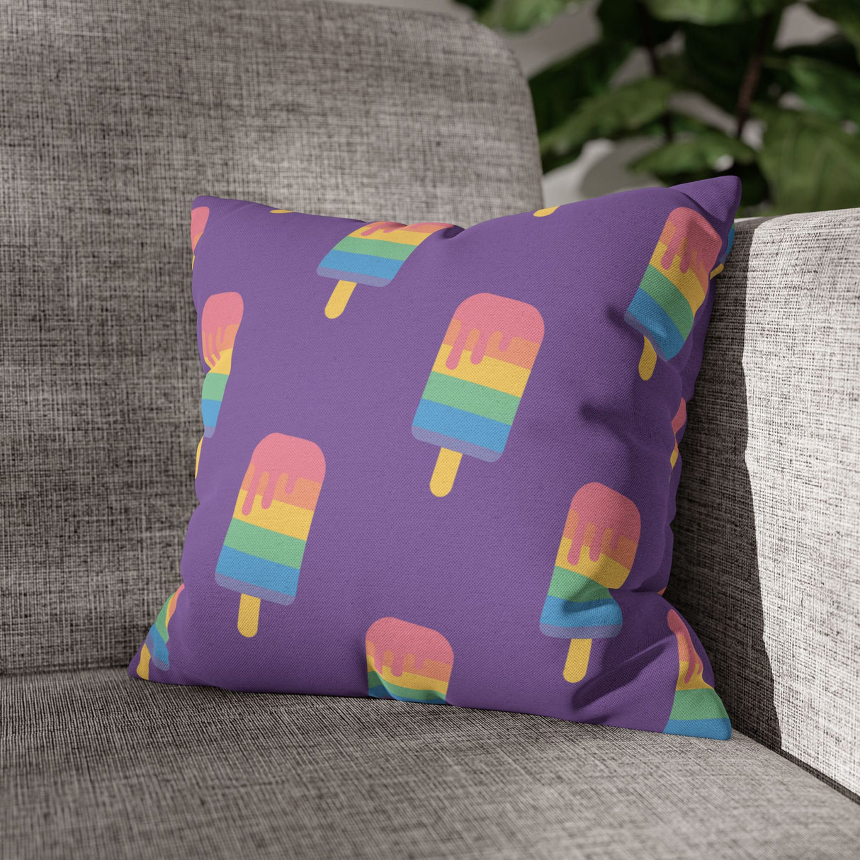 Melting Point Colorful Popsicle Square Pillowcase for Summer Vibes