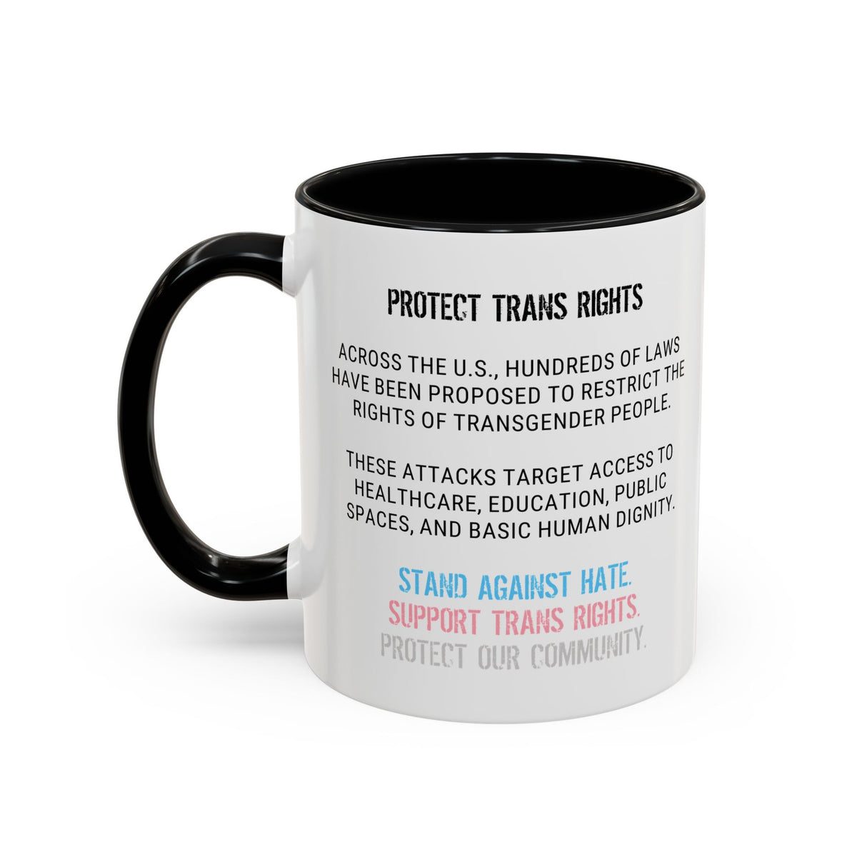 Protect Trans Rights 2025 Accent Mug – Bold Brew, Louder Message