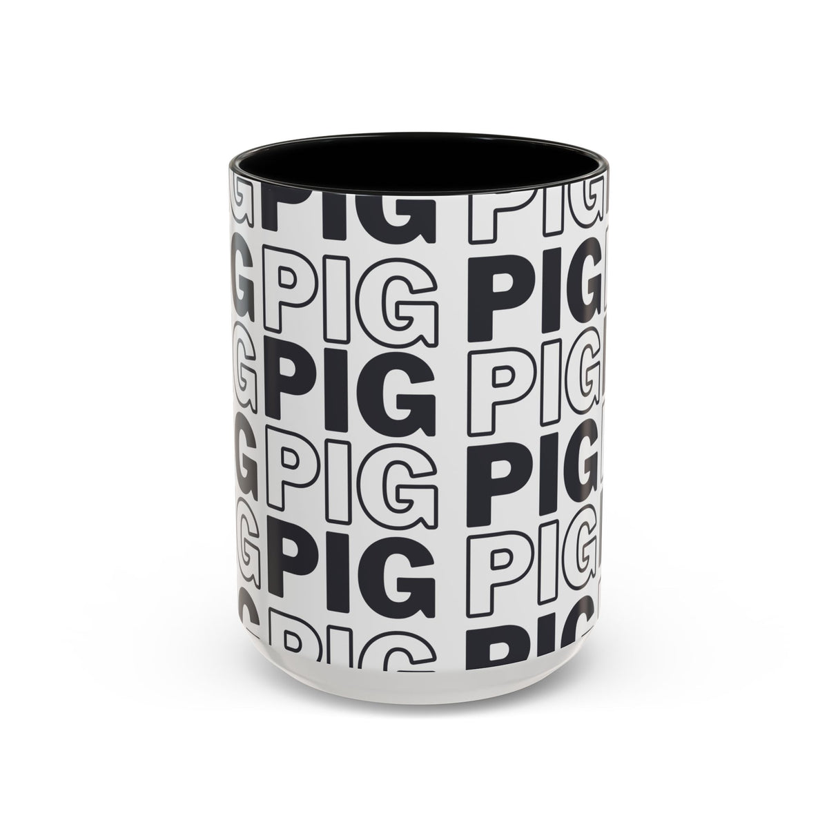 Pig Pattern Accent Coffee Mug - Black Handle, 11oz & 15oz Options