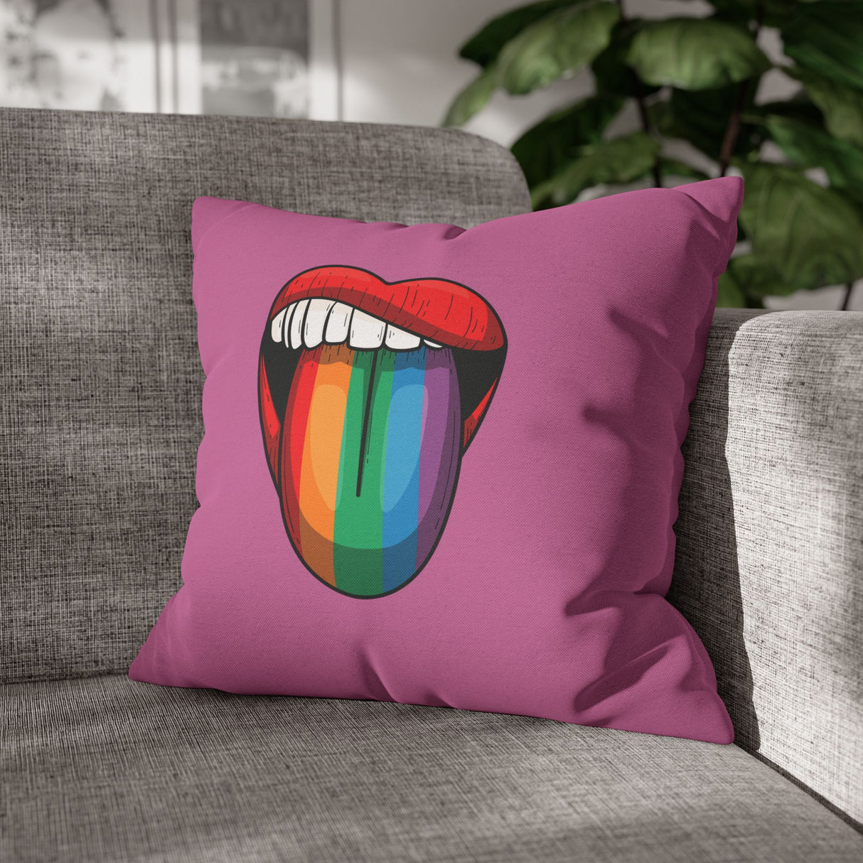 Rainbow Lick Pillow Cover