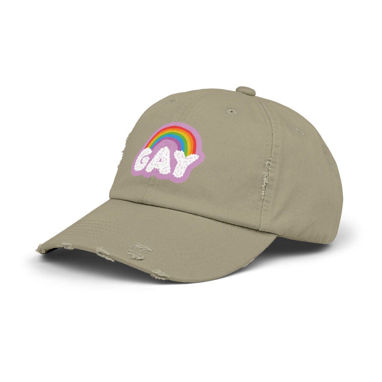 Gay Rainbow Cloud Hat – Weathered Look, Fresh Message