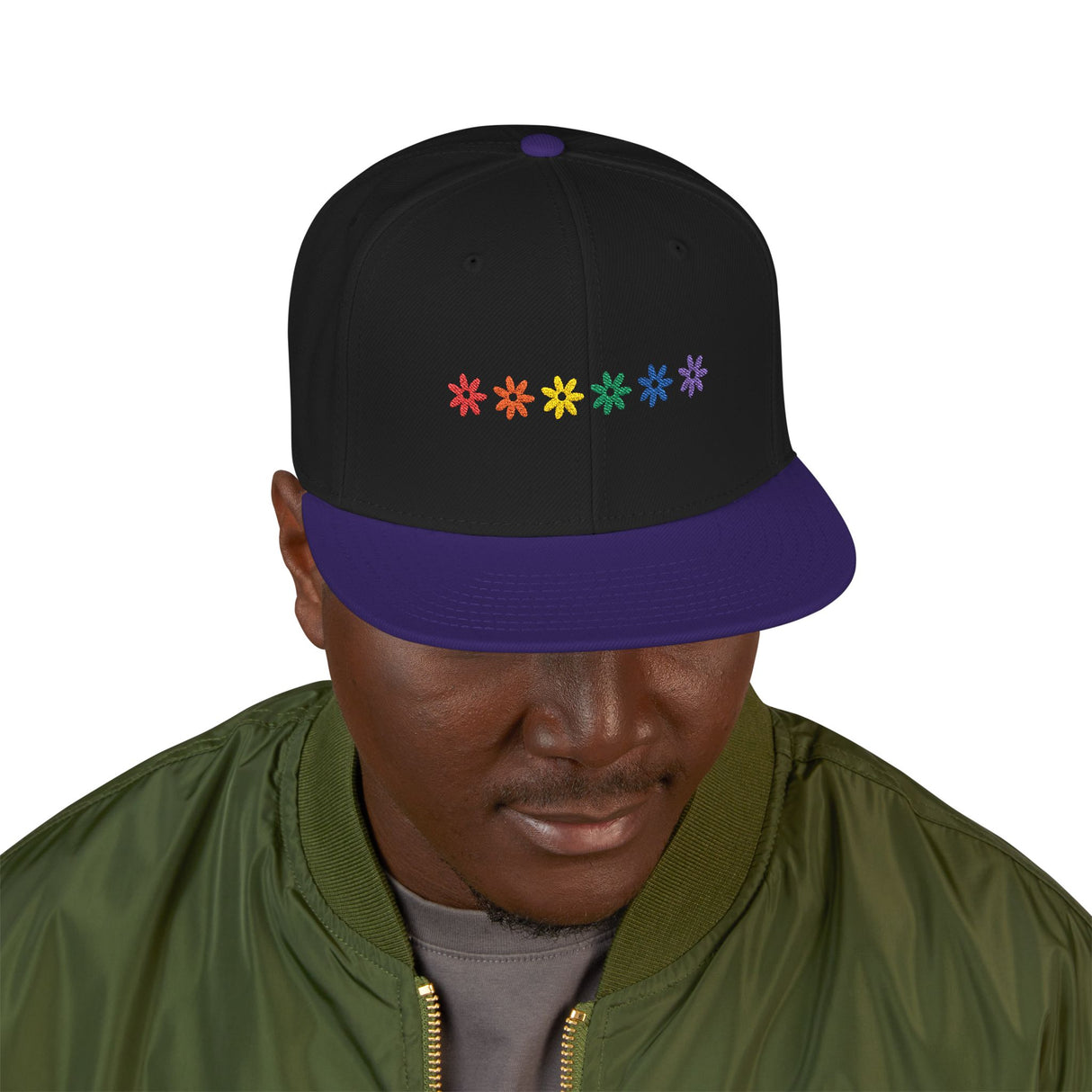 Rainbow Flowers Snapback Hat – Blooms with Bite