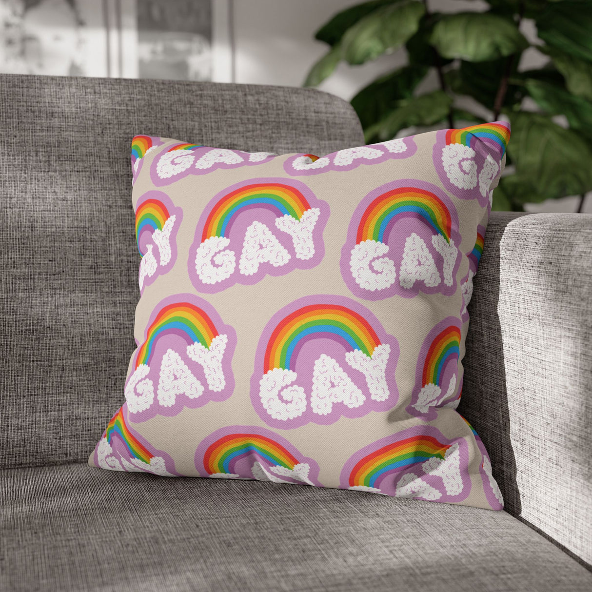 Gay Cloud Pillow Cover – Soft, Sweet, and Proud as Hell