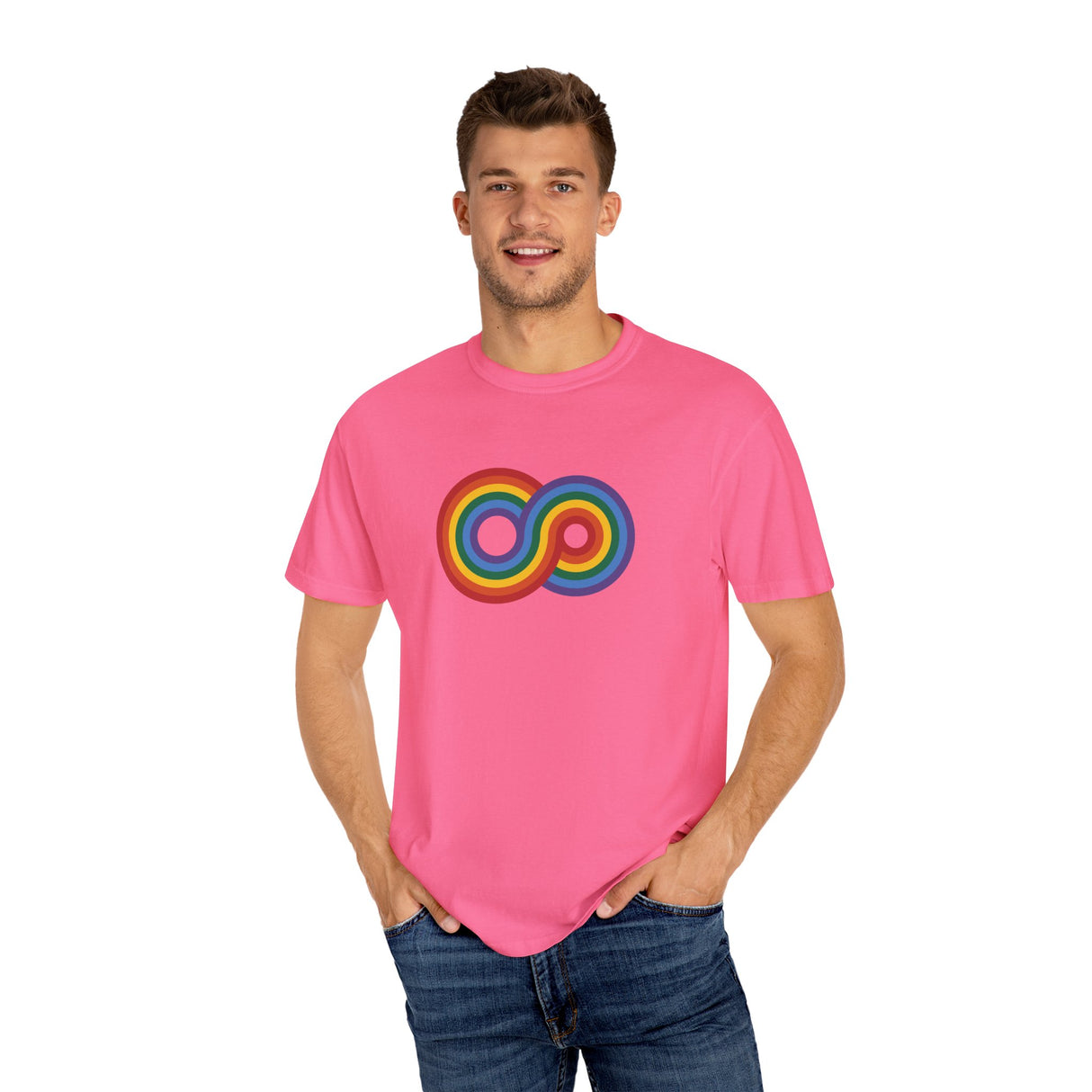 Gayfinity Rainbow Heavyweight Tee – Washed Look, Limitless Pride