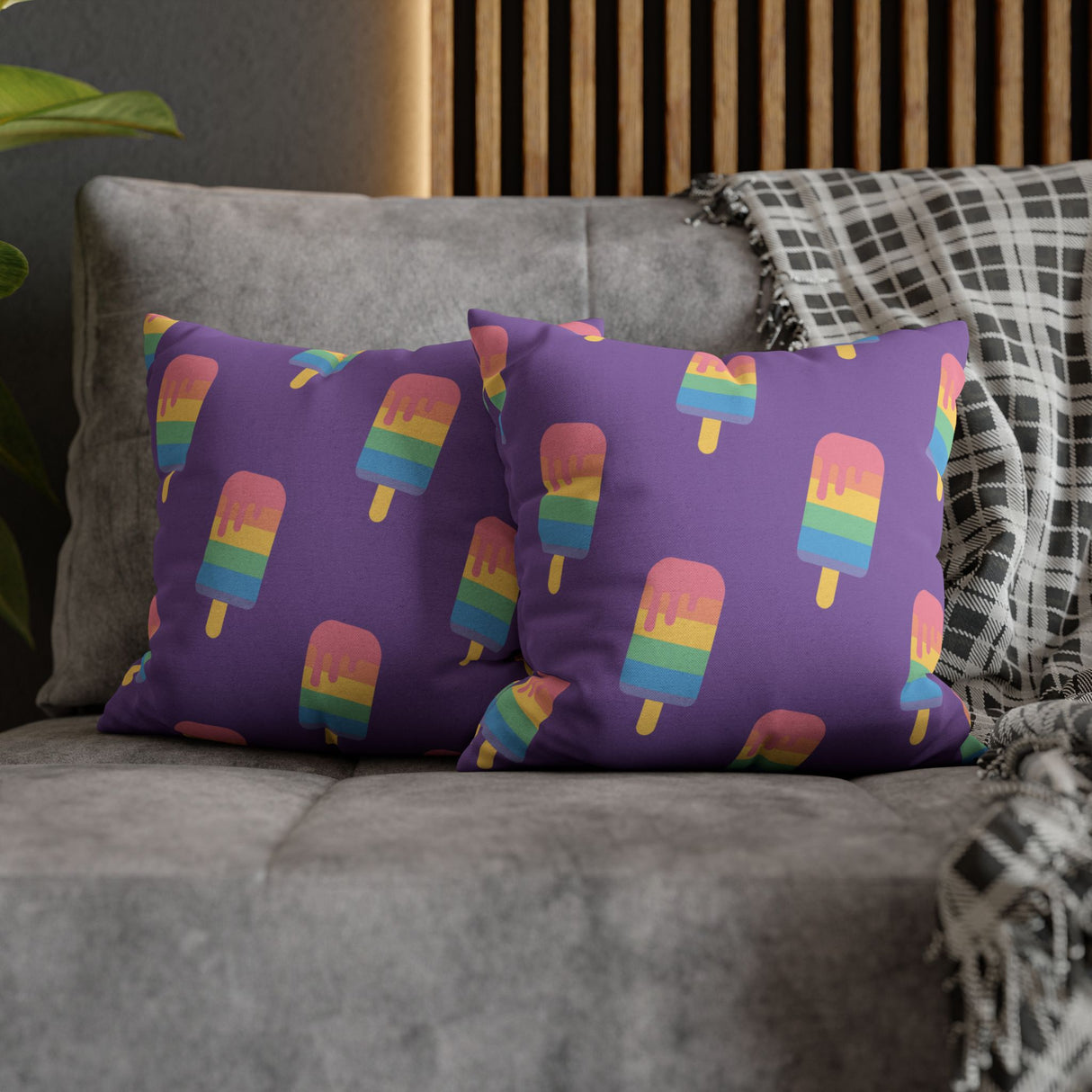 Melting Point Colorful Popsicle Square Pillowcase for Summer Vibes