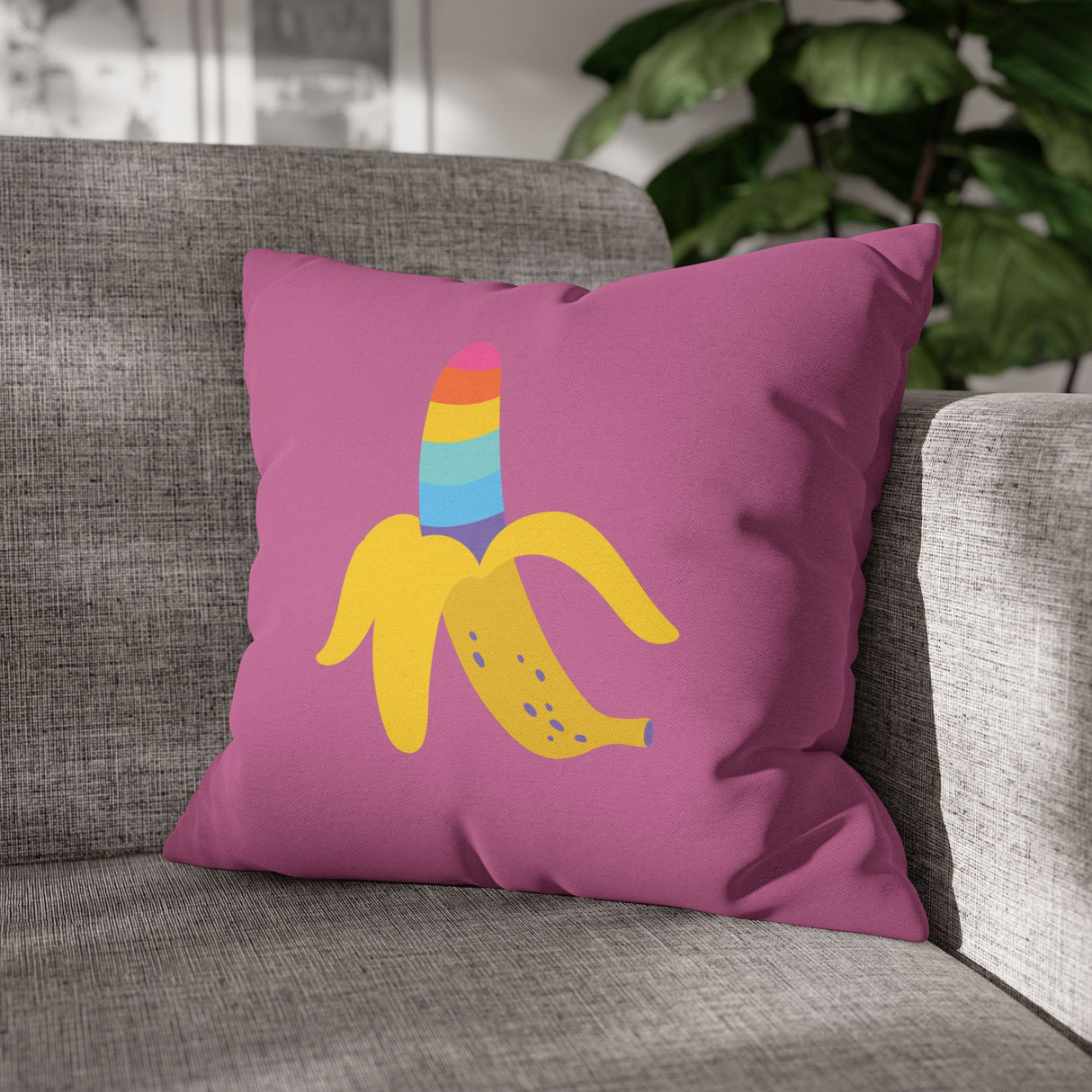Banana Rainbow Pillow Cover