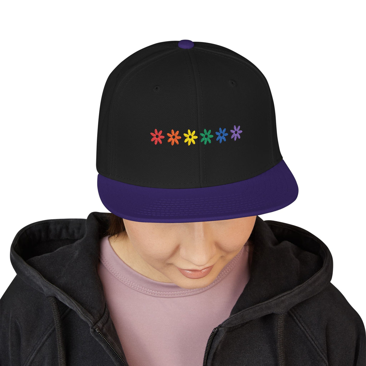 Rainbow Flowers Snapback Hat – Blooms with Bite