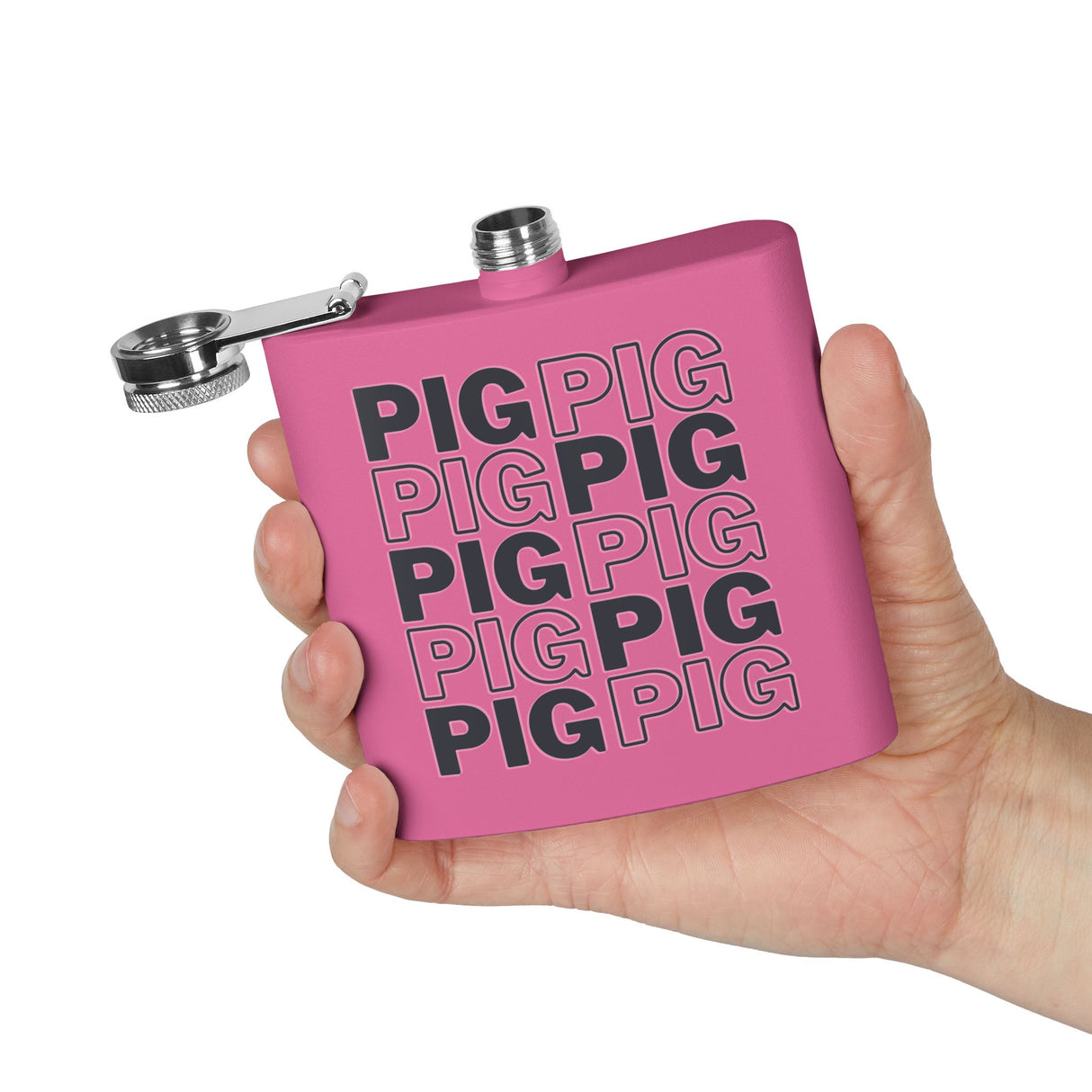 Pig Repeat Elegant Stainless Steel Flask - Inscription, Groomsmen Gift, Personalized Drinking Accessory, Classic Party Favor, Wedding Keepsake