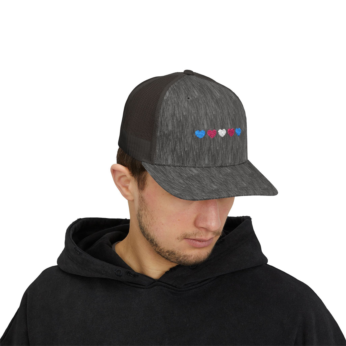 Trans Heart Trucker Cap – Mesh Back, Full Pride