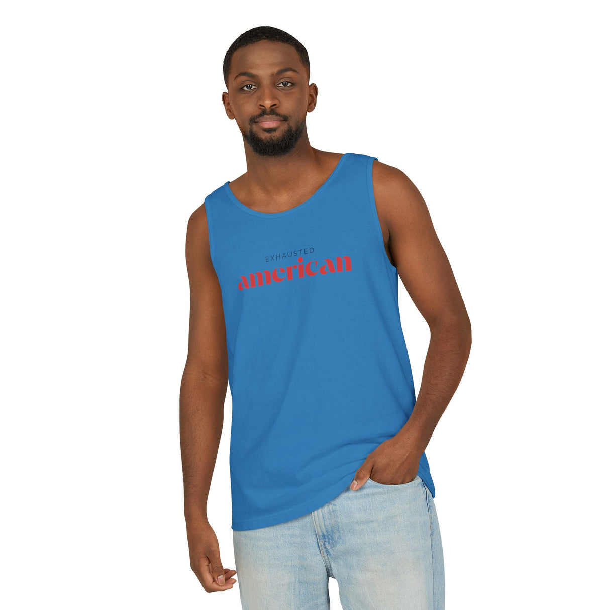 Exhausted American Unisex Tank Top - Casual Summer Wear