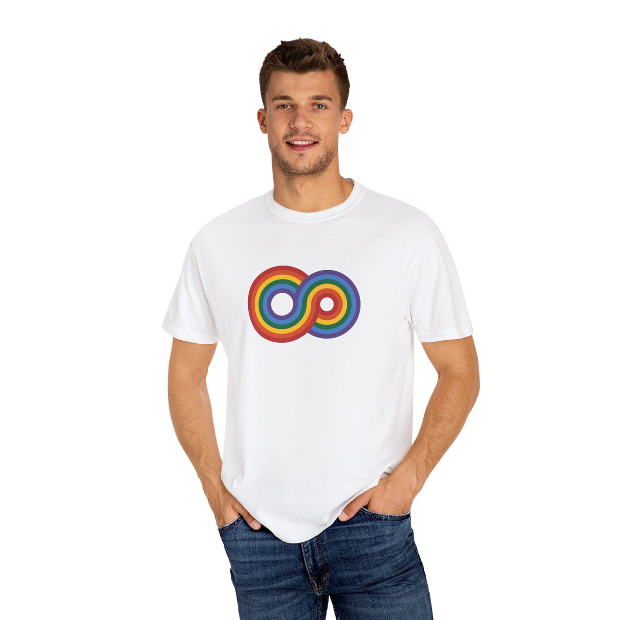 Gayfinity Rainbow Heavyweight Tee – Washed Look, Limitless Pride