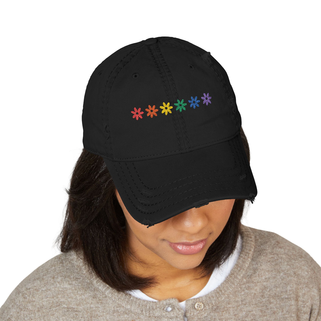 Rainbow Flowers Hat – Soft Petals, Sharp Energy
