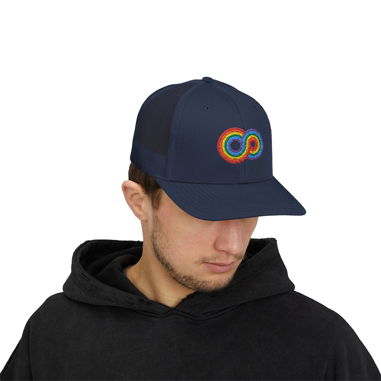 Gayfinity Rainbow Trucker Hat – Breezy Build, Boundless Pride