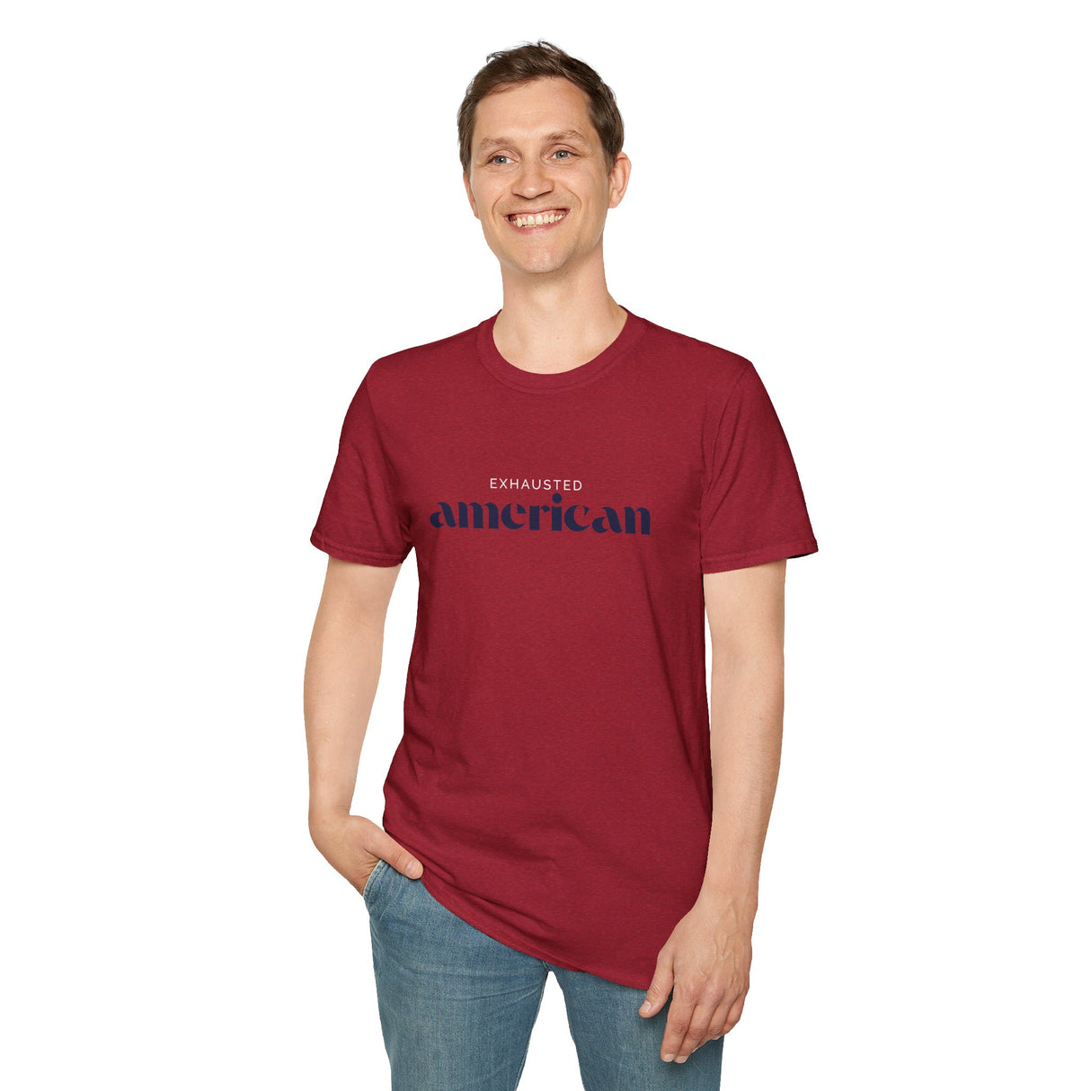 Exhausted American Unisex Softstyle T-Shirt - Casual Comfort Tee for Everyday Wear
