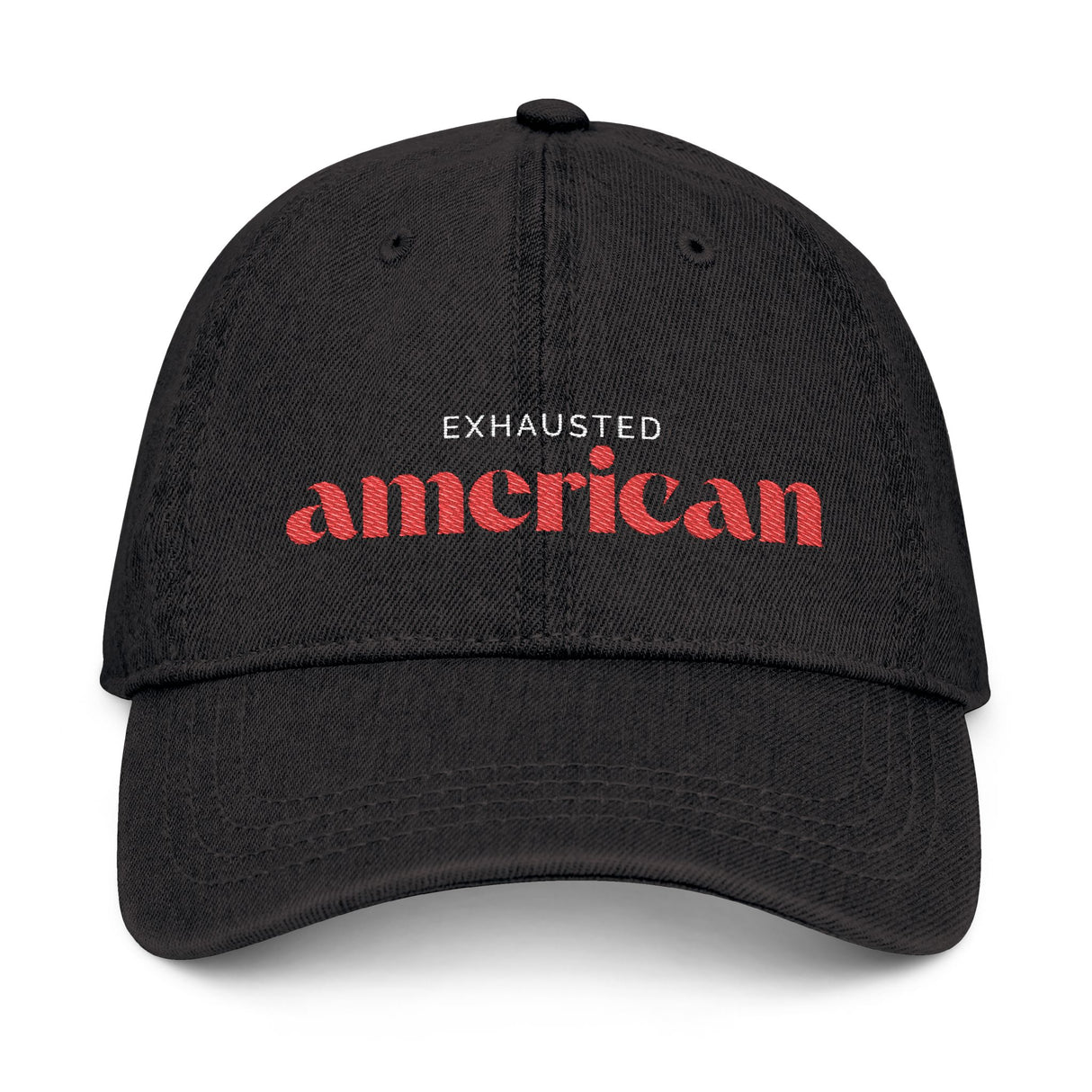 Exhausted American Embroidered Denim Hat
