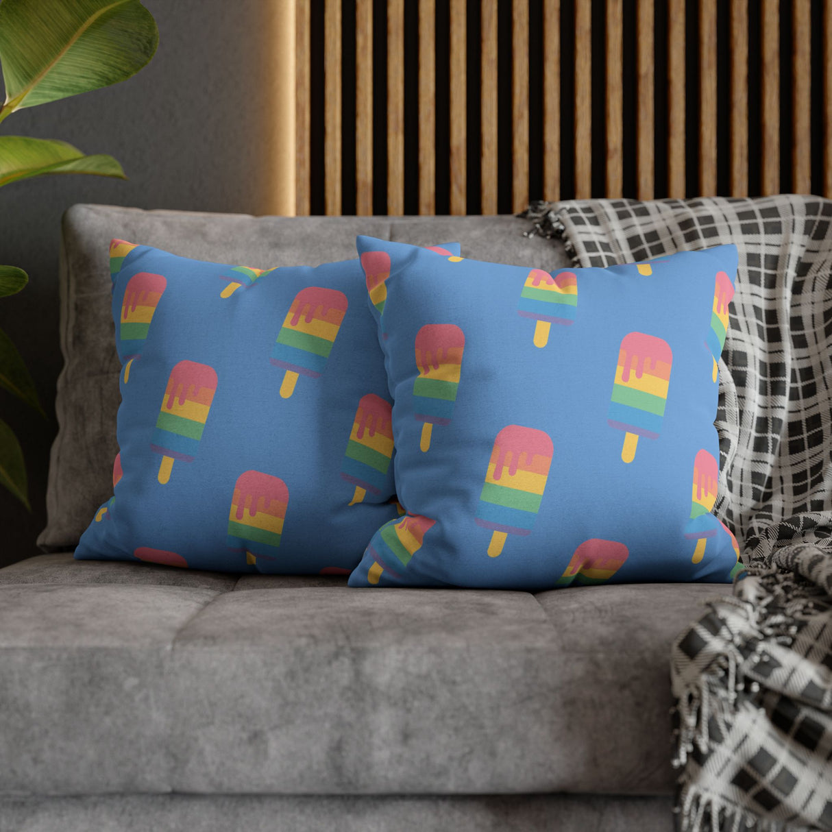 Melting Point Colorful Popsicle Square Pillowcase for Summer Vibes