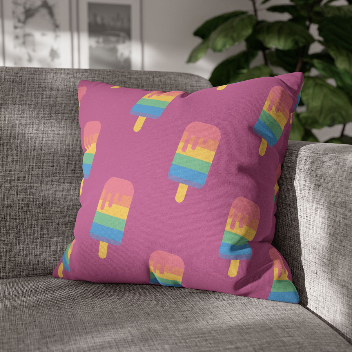 Melting Point Colorful Popsicle Square Pillowcase for Summer Vibes