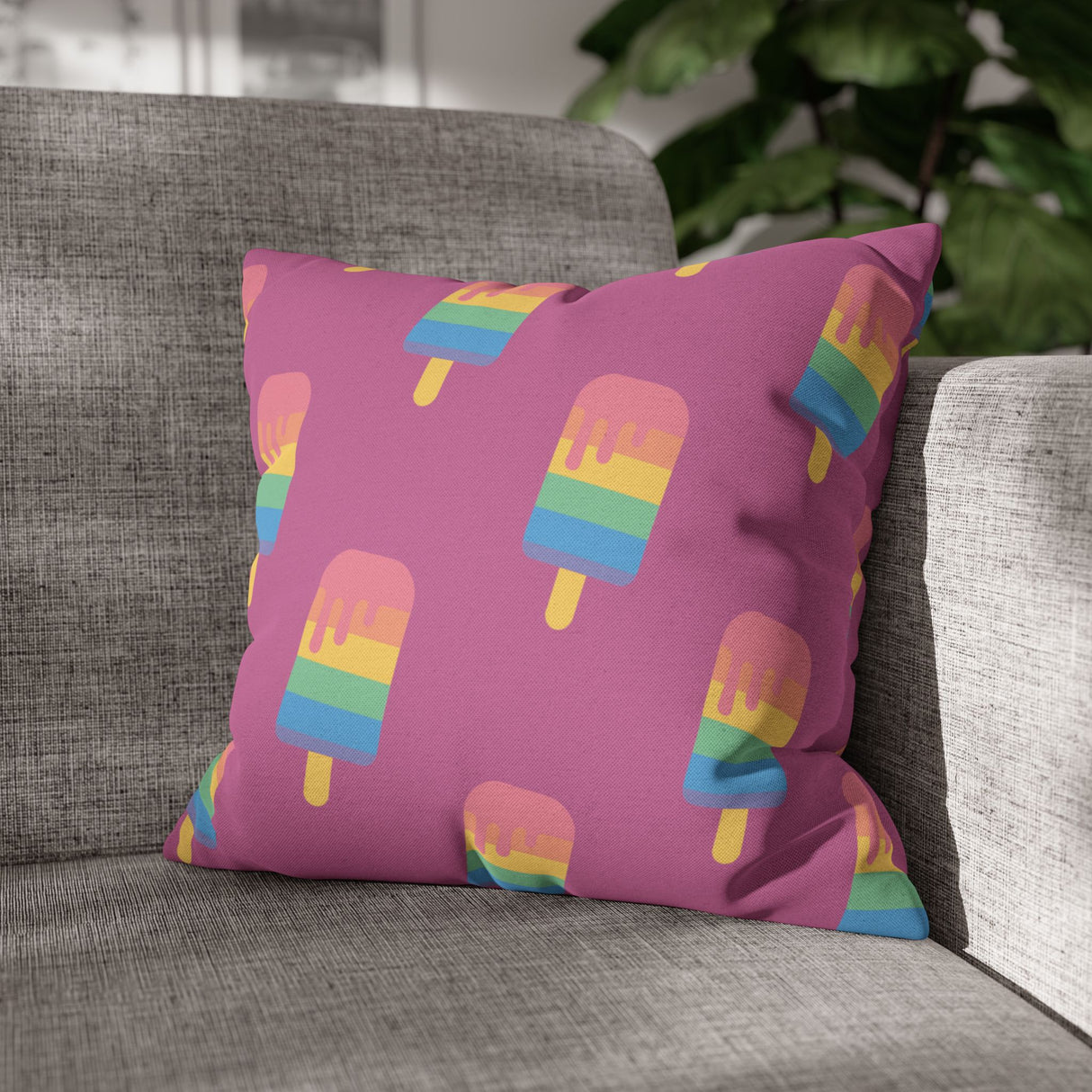Melting Point Colorful Popsicle Square Pillowcase for Summer Vibes