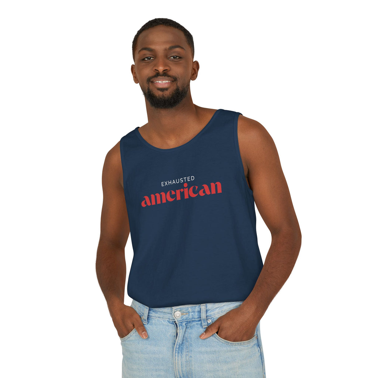 Exhausted American Unisex Tank Top - Casual Summer Wear